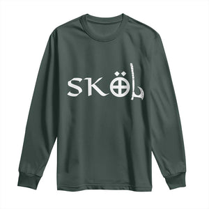 Nordic Scandinavian Heritage Long Sleeve Shirt Viking Warrior Axe Helmet TS11 Dark Forest Green Print Your Wear