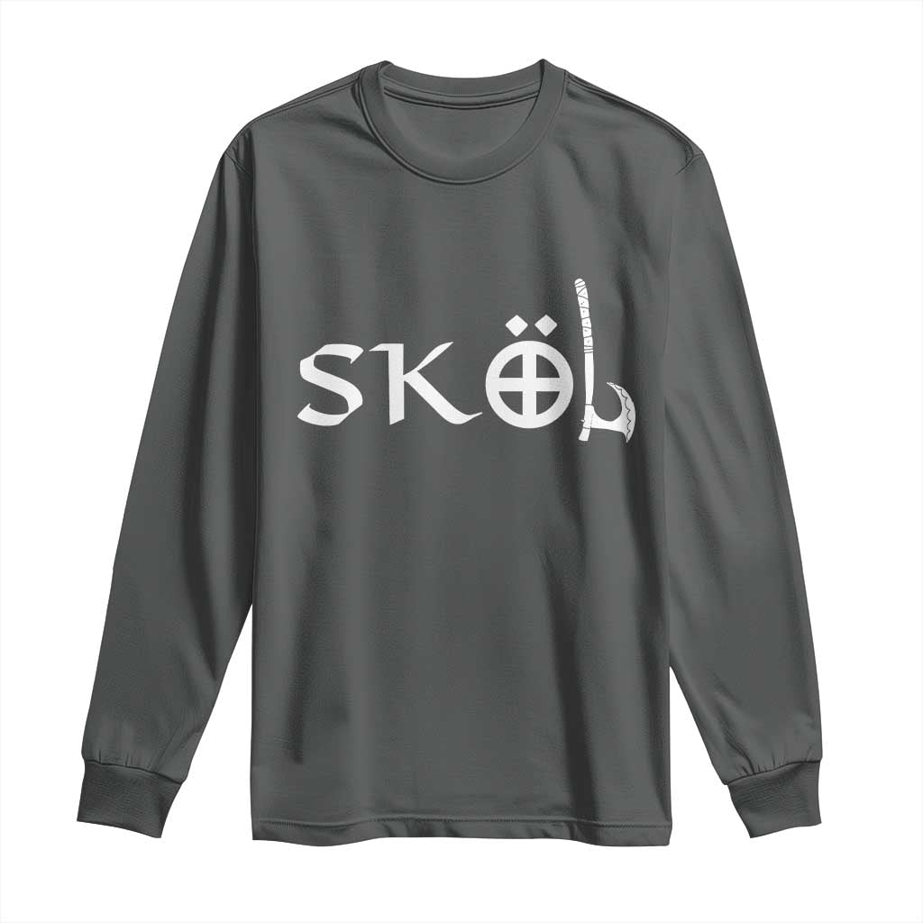 Nordic Scandinavian Heritage Long Sleeve Shirt Viking Warrior Axe Helmet TS11 Dark Heather Print Your Wear
