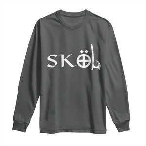 Nordic Scandinavian Heritage Long Sleeve Shirt Viking Warrior Axe Helmet TS11 Dark Heather Print Your Wear