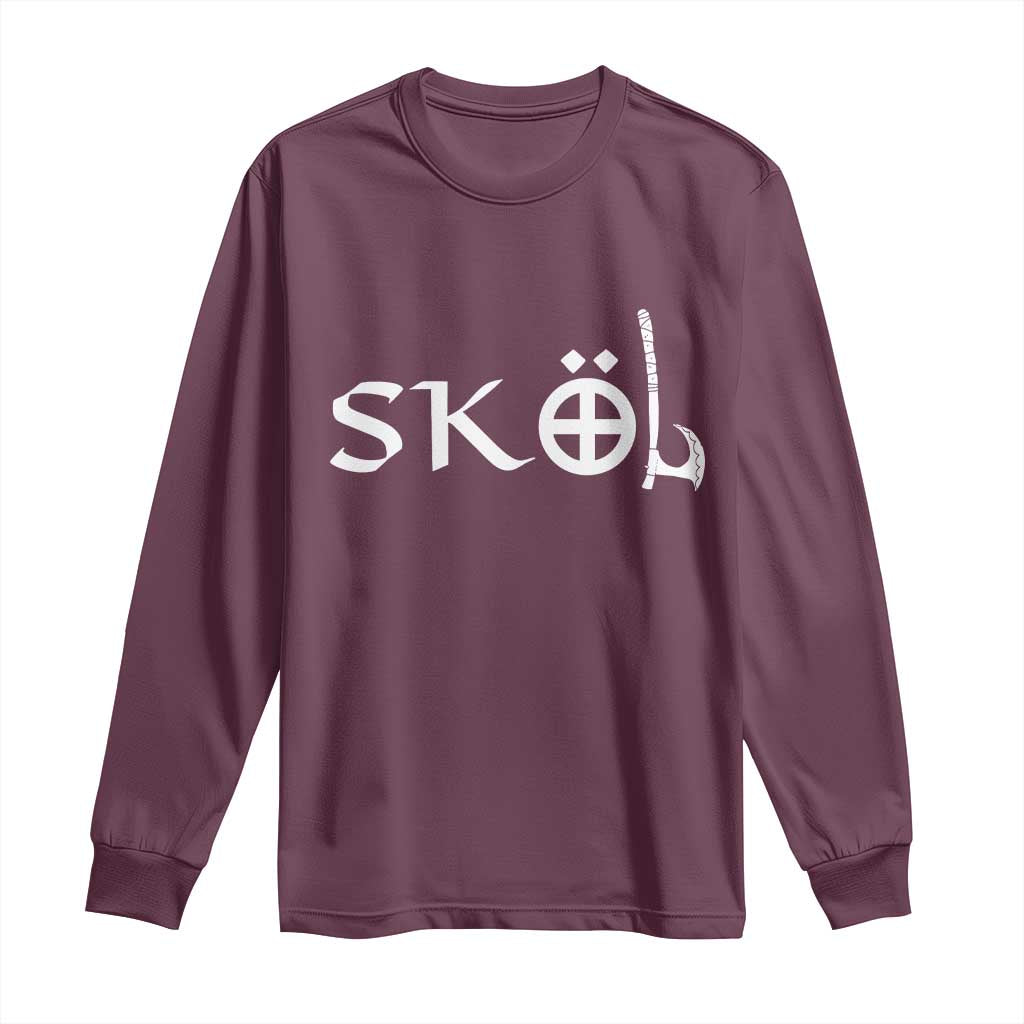 Nordic Scandinavian Heritage Long Sleeve Shirt Viking Warrior Axe Helmet TS11 Maroon Print Your Wear