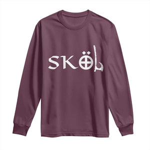Nordic Scandinavian Heritage Long Sleeve Shirt Viking Warrior Axe Helmet TS11 Maroon Print Your Wear
