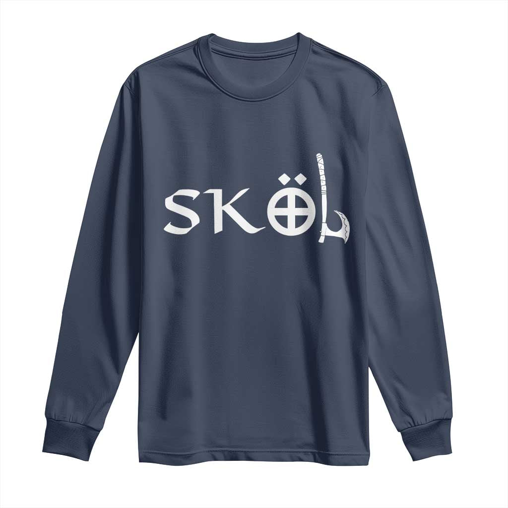 Nordic Scandinavian Heritage Long Sleeve Shirt Viking Warrior Axe Helmet TS11 Navy Print Your Wear