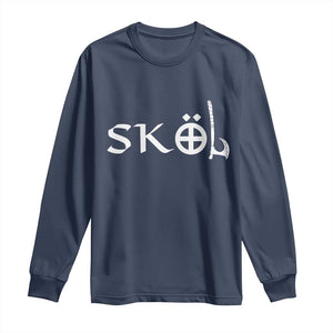Nordic Scandinavian Heritage Long Sleeve Shirt Viking Warrior Axe Helmet TS11 Navy Print Your Wear