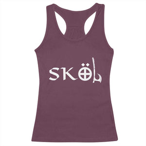 Nordic Scandinavian Heritage Racerback Tank Top Viking Warrior Axe Helmet TS11 Maroon Print Your Wear