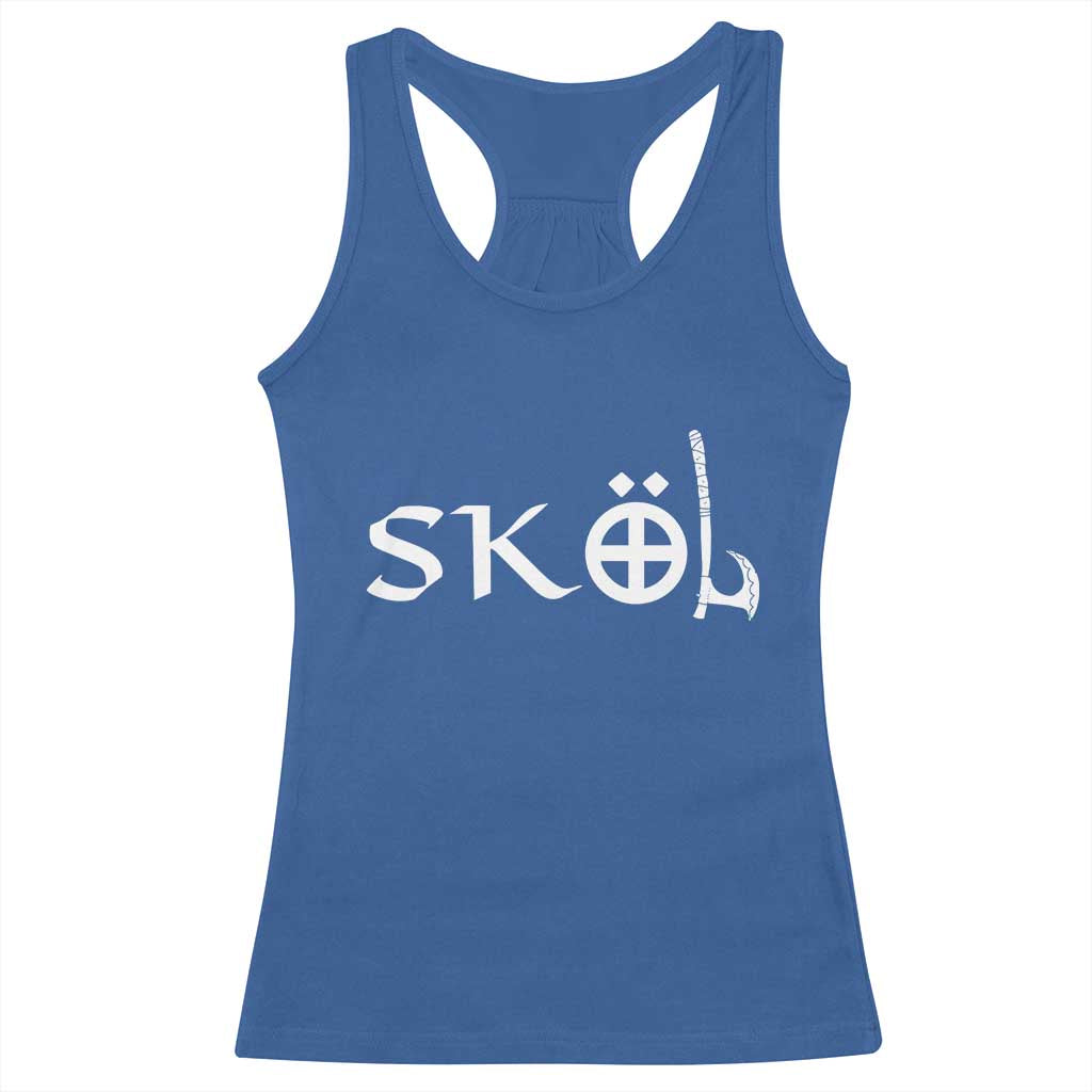 Nordic Scandinavian Heritage Racerback Tank Top Viking Warrior Axe Helmet TS11 Royal Blue Print Your Wear