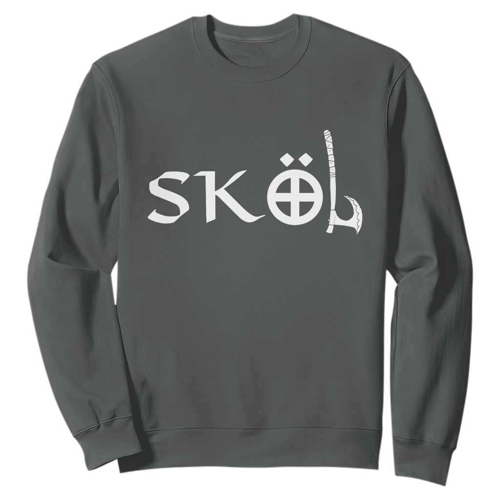 Nordic Scandinavian Heritage Sweatshirt Viking Warrior Axe Helmet TS11 Dark Heather Print Your Wear