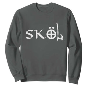 Nordic Scandinavian Heritage Sweatshirt Viking Warrior Axe Helmet TS11 Dark Heather Print Your Wear