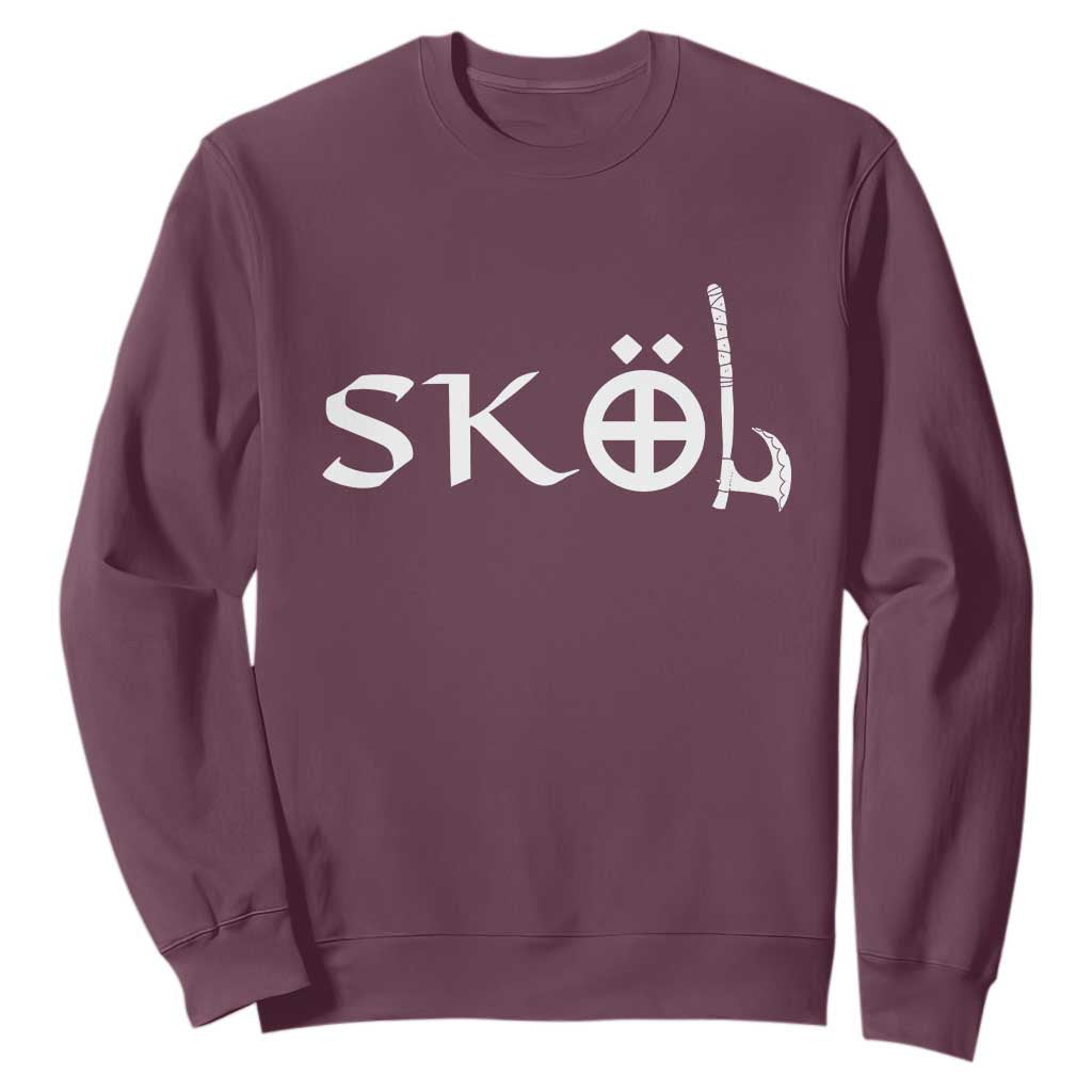 Nordic Scandinavian Heritage Sweatshirt Viking Warrior Axe Helmet TS11 Maroon Print Your Wear