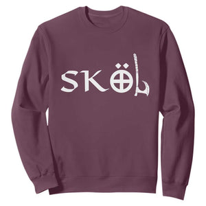 Nordic Scandinavian Heritage Sweatshirt Viking Warrior Axe Helmet TS11 Maroon Print Your Wear