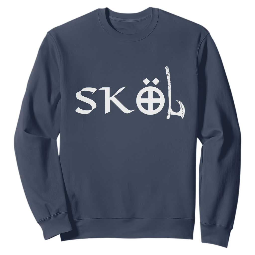 Nordic Scandinavian Heritage Sweatshirt Viking Warrior Axe Helmet TS11 Navy Print Your Wear