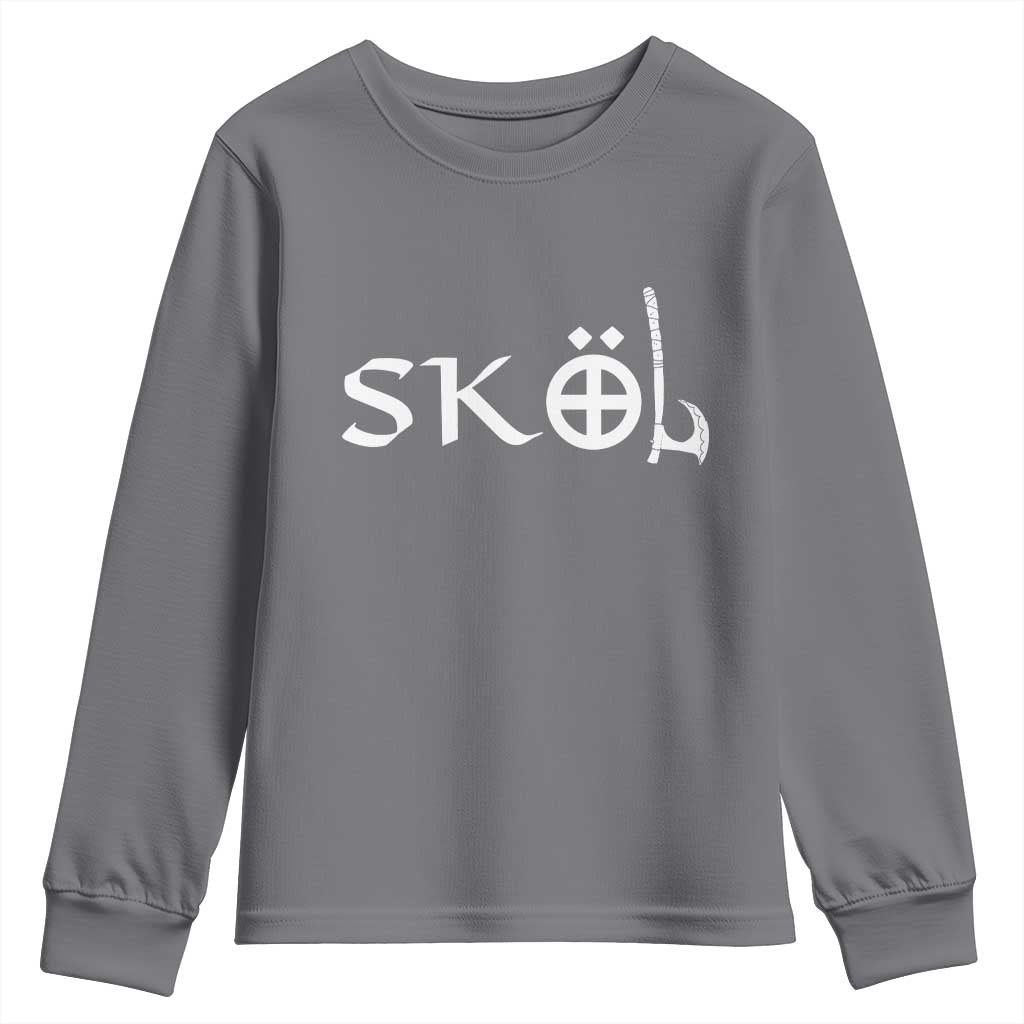Nordic Scandinavian Heritage Youth Sweatshirt Viking Warrior Axe Helmet TS11 Charcoal Print Your Wear