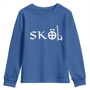 Nordic Scandinavian Heritage Youth Sweatshirt Viking Warrior Axe Helmet TS11 Royal Blue Print Your Wear
