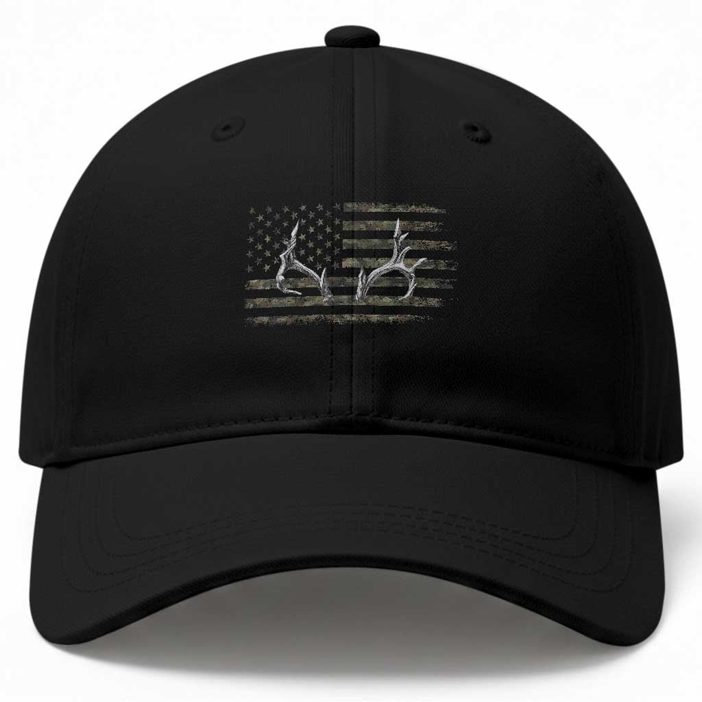 Deer Hunting Camo American Flag Elk Buck Antler Baseball Cap