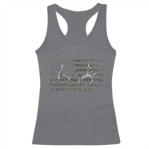 Deer Hunting Camo American Flag Elk Buck Antler Racerback Tank Top