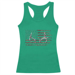 Deer Hunting Camo American Flag Elk Buck Antler Racerback Tank Top