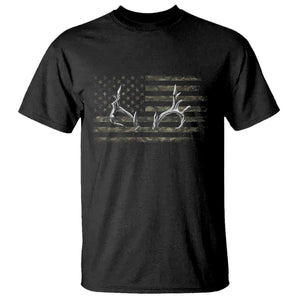 Deer Hunting Camo American Flag Elk Buck Antler T Shirt