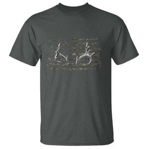 Deer Hunting Camo American Flag Elk Buck Antler T Shirt