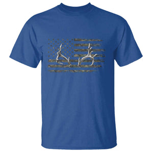 Deer Hunting Camo American Flag Elk Buck Antler T Shirt