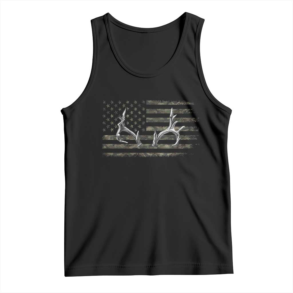 Deer Hunting Camo American Flag Elk Buck Antler Tank Top