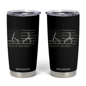 Deer Hunting Camo American Flag Elk Buck Antler Tumbler Cup