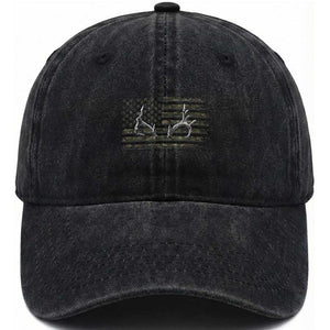 Deer Hunting Camo American Flag Elk Buck Antler Washed Cotton Baseball Cap