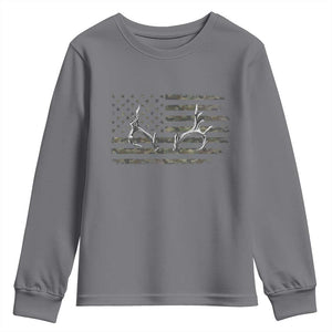 Deer Hunting Camo American Flag Elk Buck Antler Youth Sweatshirt