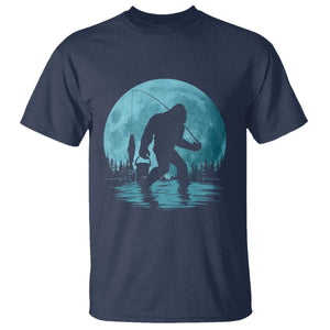 Funny Bigfoot Fishing Night Stroll Full Moon T Shirt TS11 Navy Print Your Wear