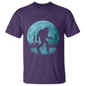 Funny Bigfoot Fishing Night Stroll Full Moon T Shirt TS11 Purple Print Your Wear