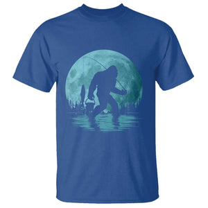 Funny Bigfoot Fishing Night Stroll Full Moon T Shirt TS11 Royal Blue Print Your Wear