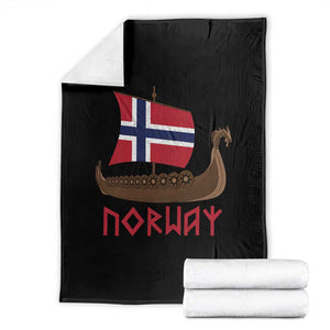 Boat Norwegian Flag Norway Viking Ship Norway Throw Blanket TS11 Black Print Your Wear