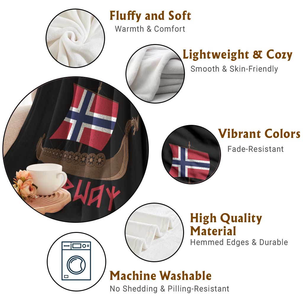 Boat Norwegian Flag Norway Viking Ship Norway Throw Blanket TS11 Print Your Wear
