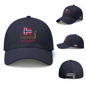Boat Norwegian Flag Norway Viking Ship Norway Baseball Cap TS11 Baseball Cap Universal Fit Navy Print Your Wear