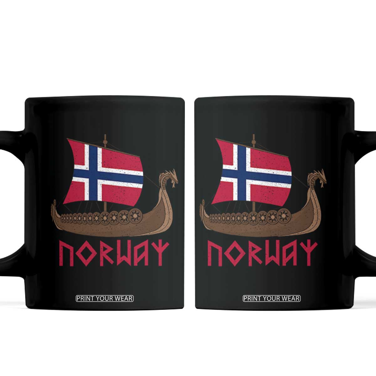 Boat Norwegian Flag Norway Viking Ship Norway Coffee Mug TS11 Black Print Your Wear