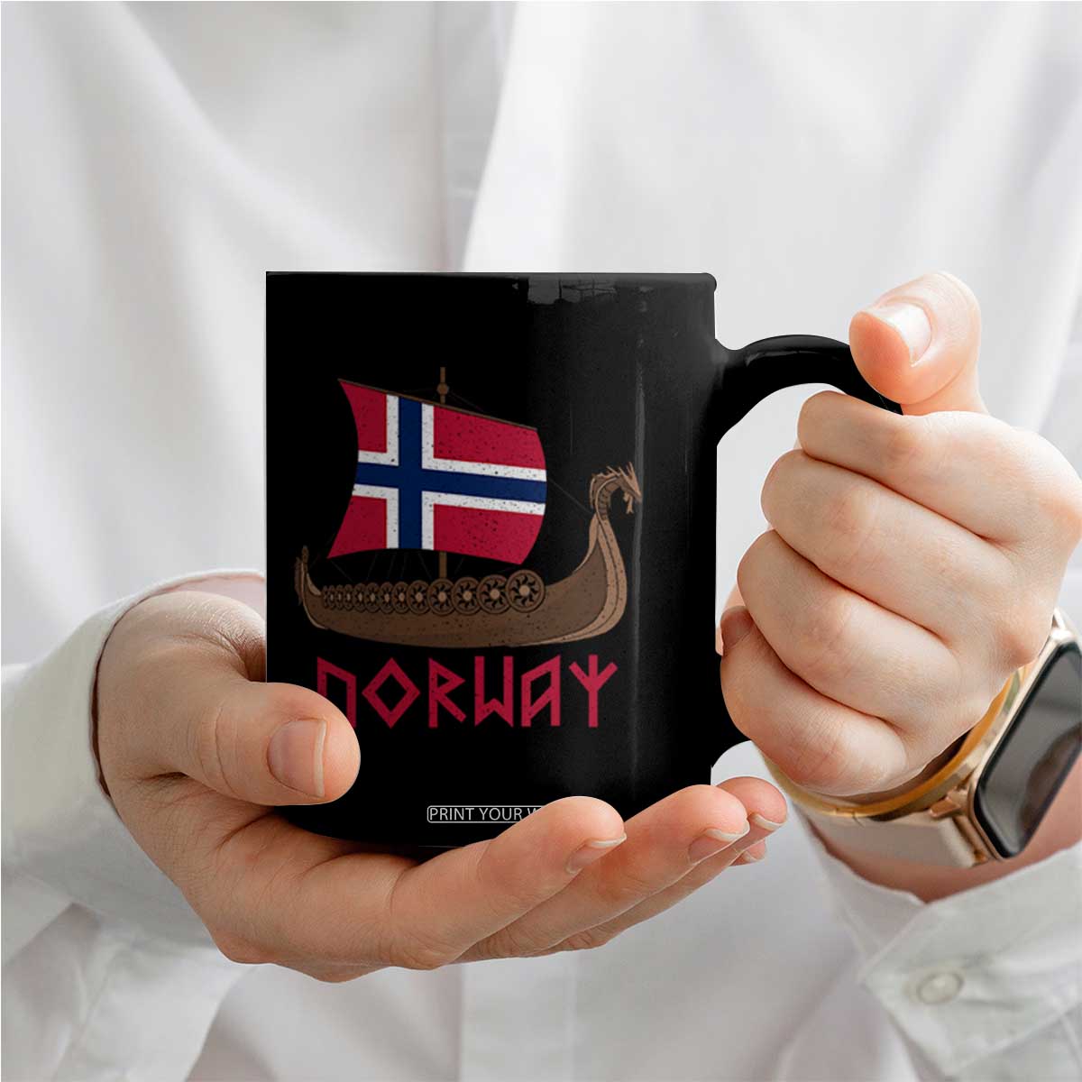 Boat Norwegian Flag Norway Viking Ship Norway Coffee Mug TS11 Print Your Wear
