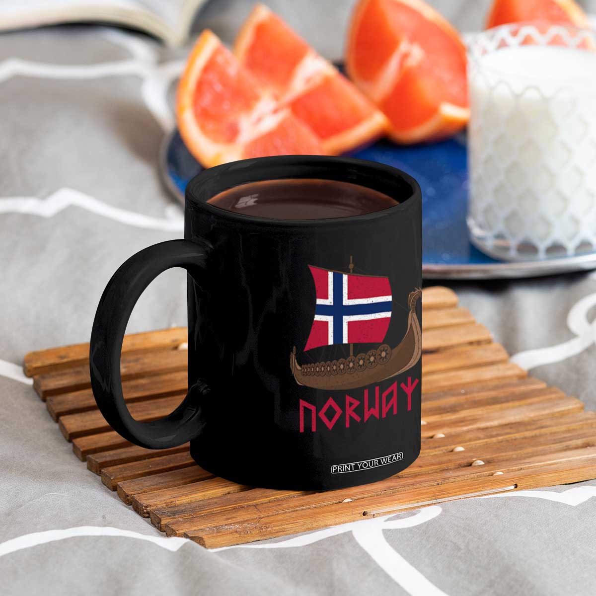 Boat Norwegian Flag Norway Viking Ship Norway Coffee Mug TS11 Print Your Wear