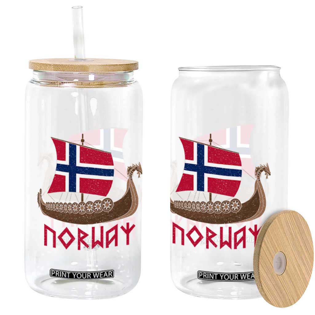 Boat Norwegian Flag Norway Viking Ship Norway Glass Can TS11 Print Your Wear