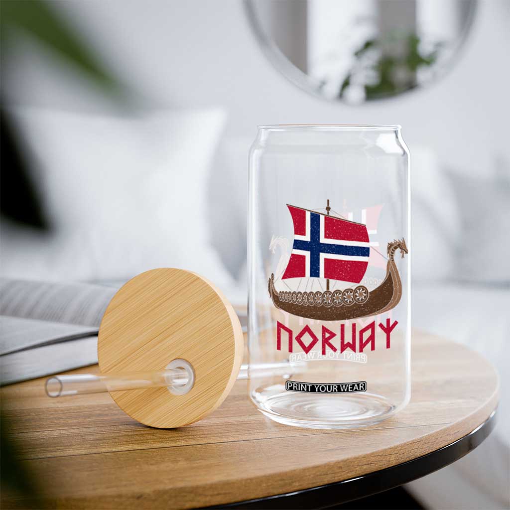 Boat Norwegian Flag Norway Viking Ship Norway Glass Can TS11 Print Your Wear