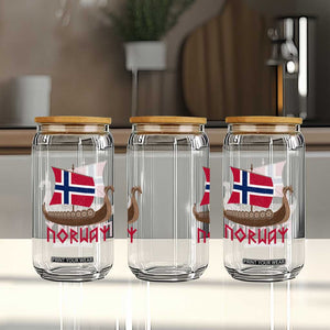 Boat Norwegian Flag Norway Viking Ship Norway Glass Can TS11 Print Your Wear