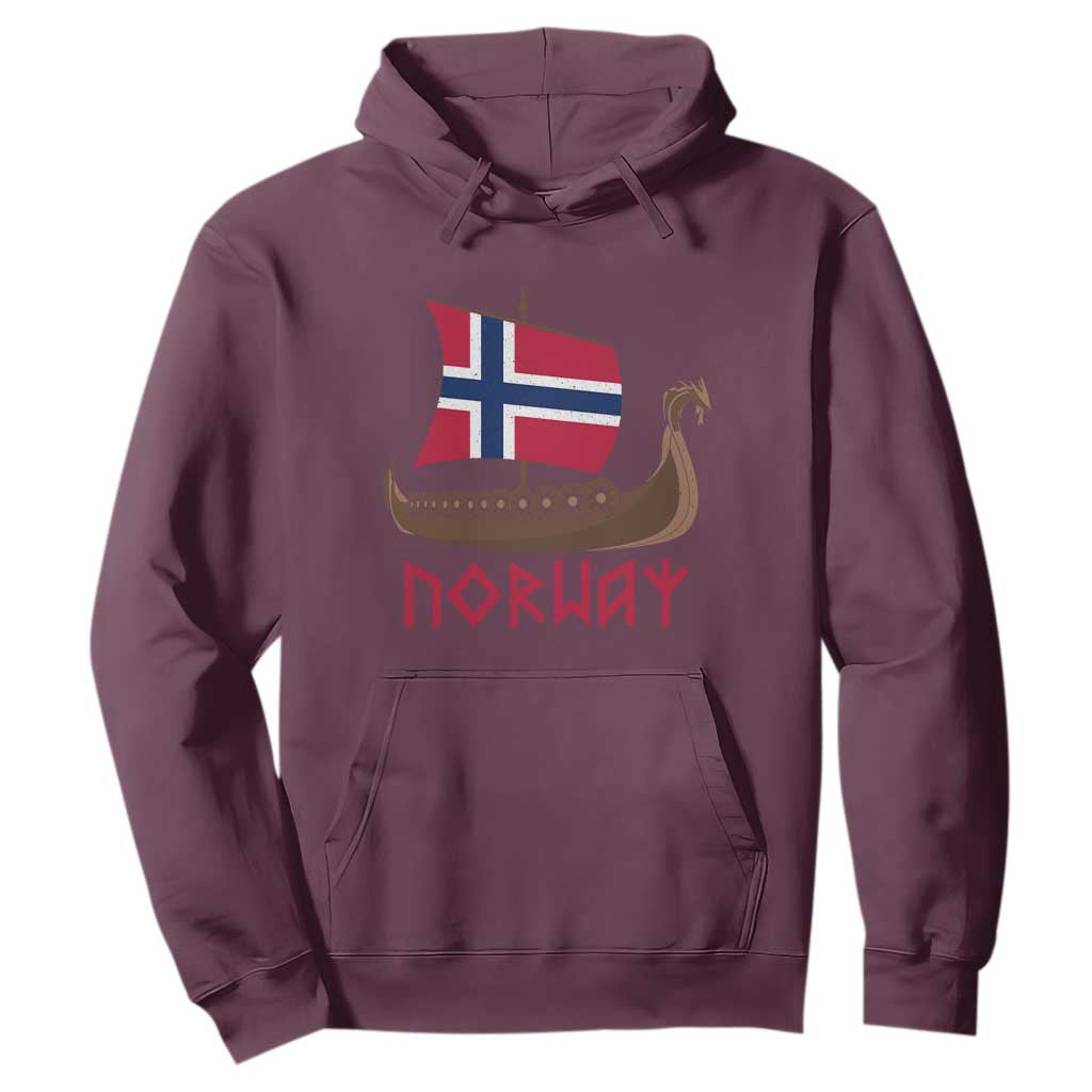 Boat Norwegian Flag Norway Viking Ship Norway Hoodie TS11 Maroon Print Your Wear