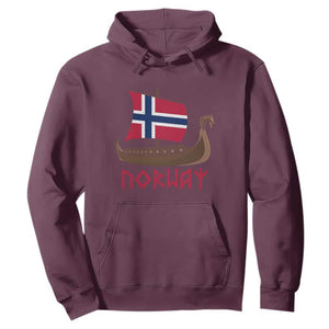 Boat Norwegian Flag Norway Viking Ship Norway Hoodie TS11 Maroon Print Your Wear