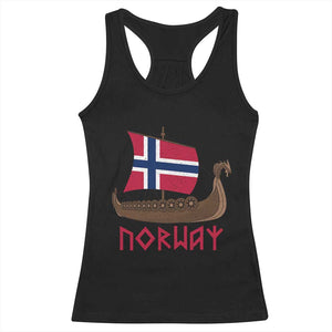 Boat Norwegian Flag Norway Viking Ship Norway Racerback Tank Top TS11 Black Print Your Wear
