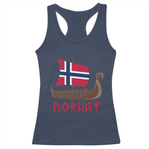 Boat Norwegian Flag Norway Viking Ship Norway Racerback Tank Top TS11 Navy Print Your Wear