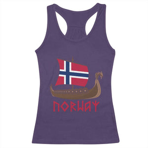 Boat Norwegian Flag Norway Viking Ship Norway Racerback Tank Top TS11 Purple Print Your Wear