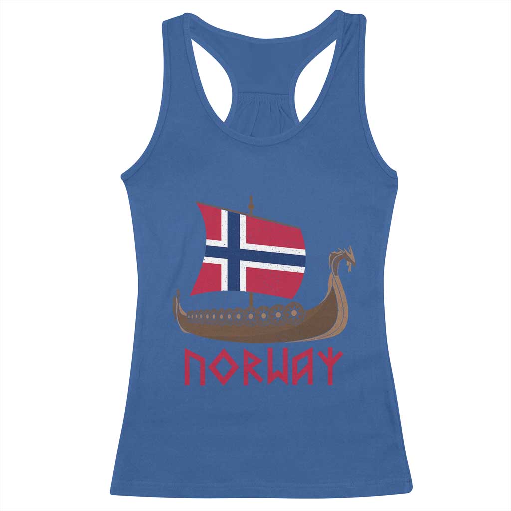 Boat Norwegian Flag Norway Viking Ship Norway Racerback Tank Top TS11 Royal Blue Print Your Wear