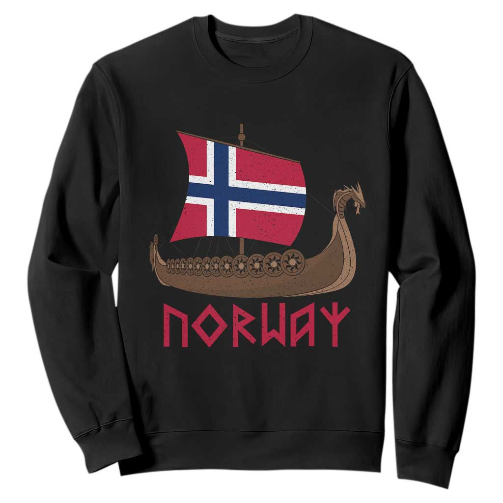 Boat Norwegian Flag Norway Viking Ship Norway Sweatshirt TS11 Black Print Your Wear