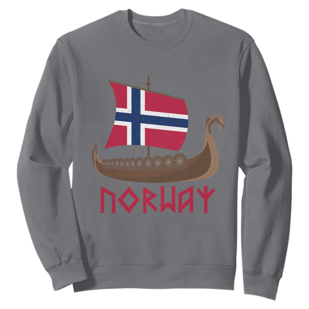 Boat Norwegian Flag Norway Viking Ship Norway Sweatshirt TS11 Charcoal Print Your Wear