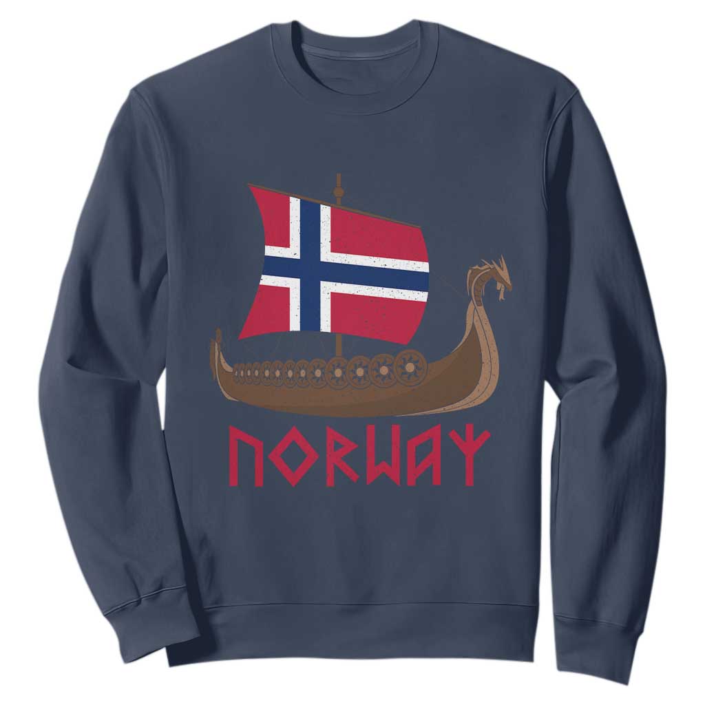 Boat Norwegian Flag Norway Viking Ship Norway Sweatshirt TS11 Navy Print Your Wear