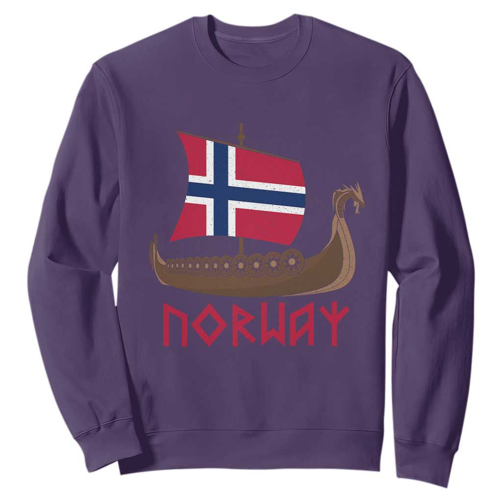Boat Norwegian Flag Norway Viking Ship Norway Sweatshirt TS11 Purple Print Your Wear