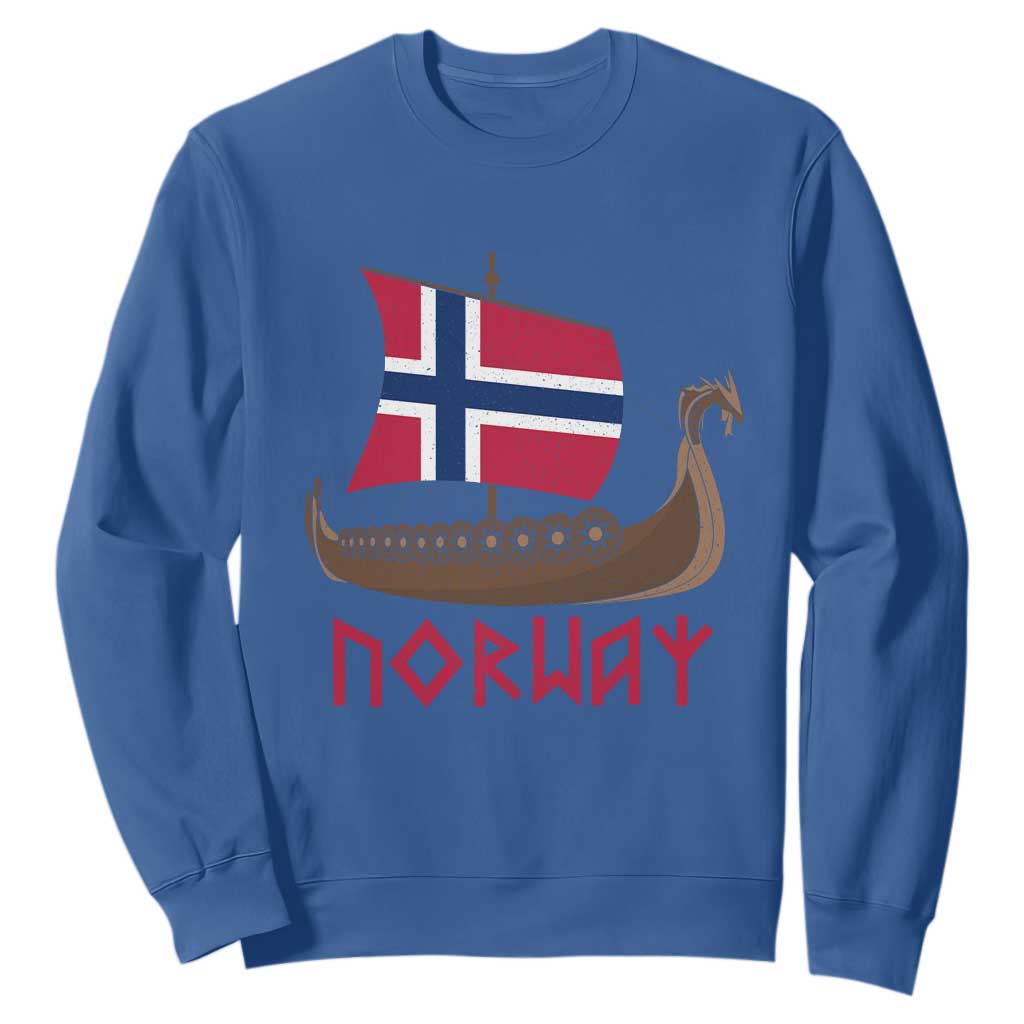 Boat Norwegian Flag Norway Viking Ship Norway Sweatshirt TS11 Royal Blue Print Your Wear