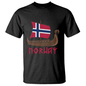 Boat Norwegian Flag Norway Viking Ship Norway T Shirt TS11 Black Print Your Wear